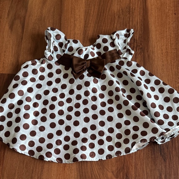 Bonnie Baby White and Brown Polka Dot Dress - Picture 1 of 2